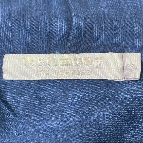 Testimony Los Angeles Medium Blue French Terry Open Front Drape Jacket Size S - Picture 2 of 16